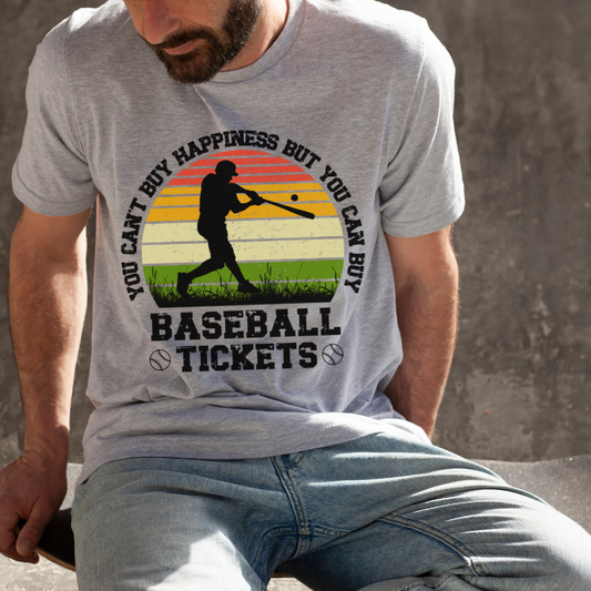 Baseball Is Happiness Short Sleeve Graphic Baseball T-Shirt