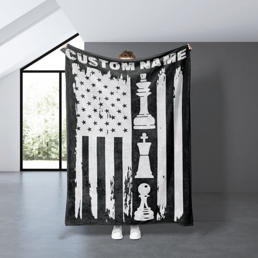 Personalized Chess Flag Blanket