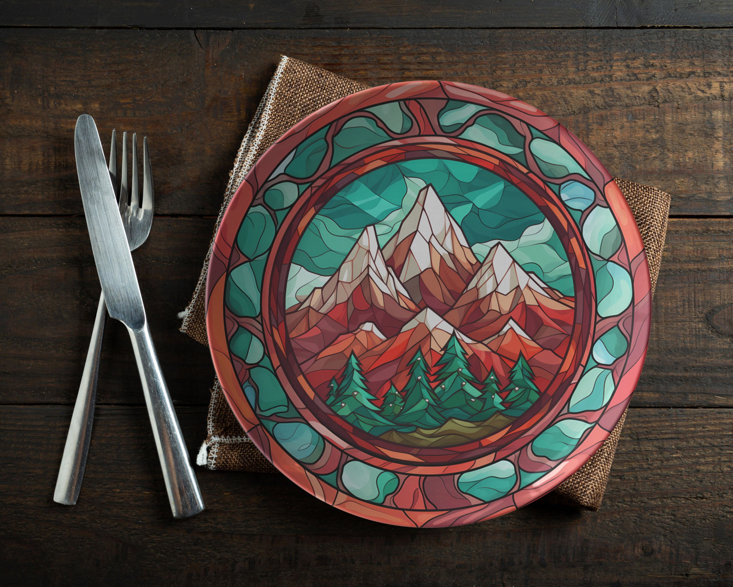 Rustic Fall Mountain Plastic Plates