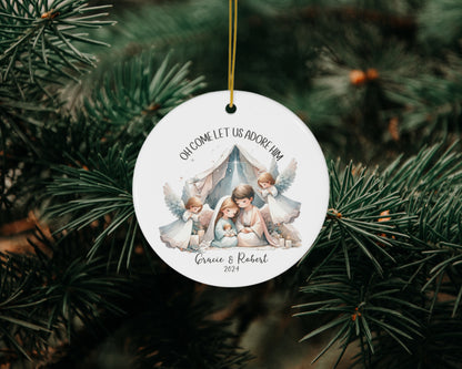 Personalized Ceramic Nativity Christmas Ornament