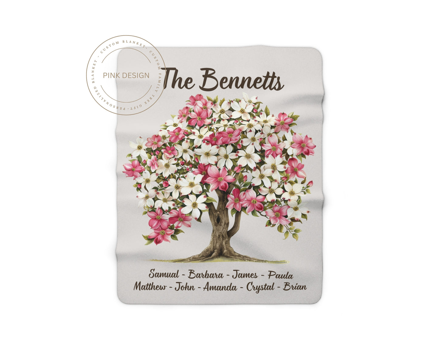 Floral Family Tree Blanket Personalized Family Keepsake