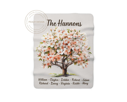 Floral Family Tree Blanket Personalized Family Keepsake