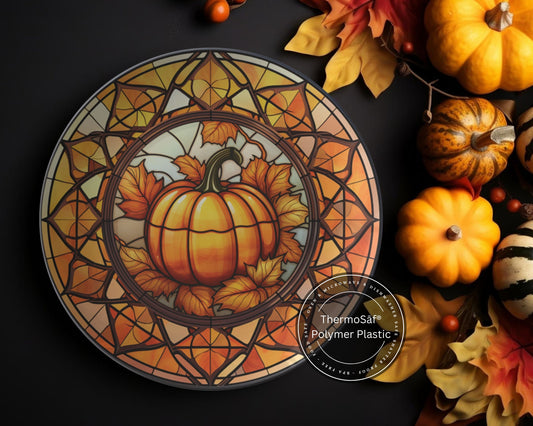 Thermosaf Polymer Rustic Fall Pumpkin Plates