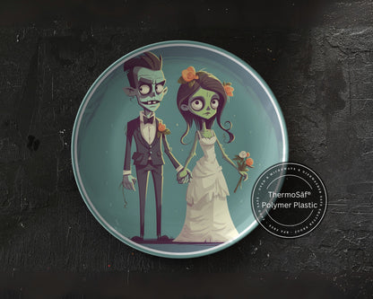 Halloween Wedding Plates Spooky Zombie Bride and Groom