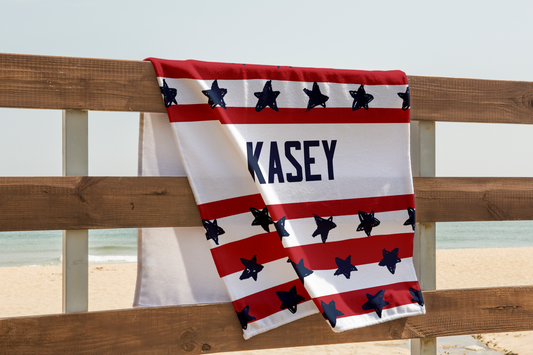 Personalized Stars and Stripes Beach Towel