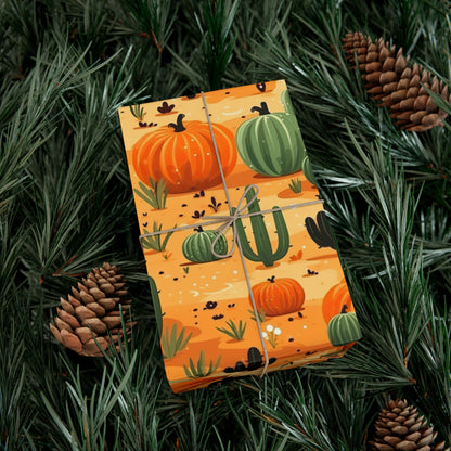 Western Wrapping Paper Roll Cactus Gift Wrap 6 Foot Roll Gift Wrapping Paper Halloween Pumpkin Wrapping Paper