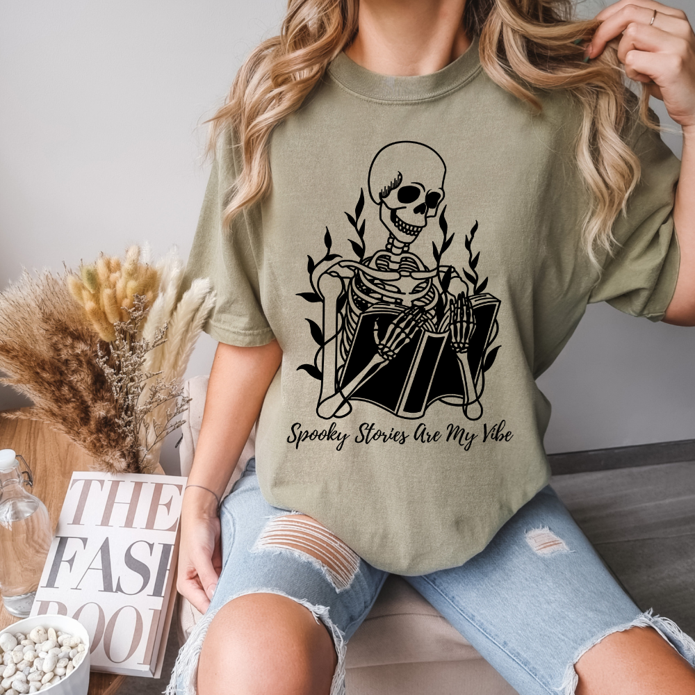 Skeleton Reading Shirt Book Lover Gift Ideas Spooky Vibes Shirt Comfort Colors Shirt Book Lover Funny T Shirt Floral Skeleton Halloween Tee