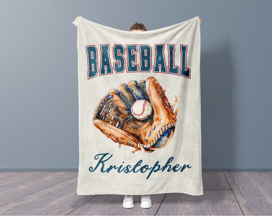 Custom Baseball Blanket With Name Personalized Baseball Gift