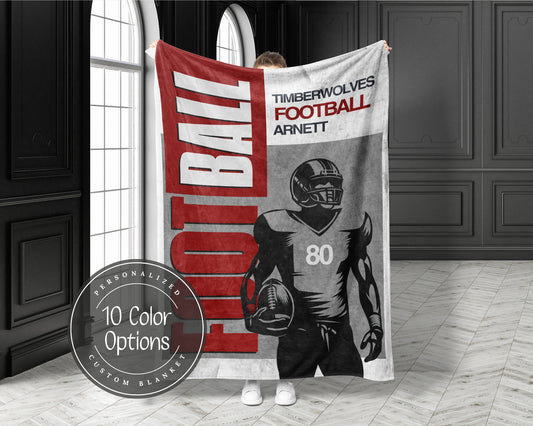 Custom Football Blanket Football Player Gift