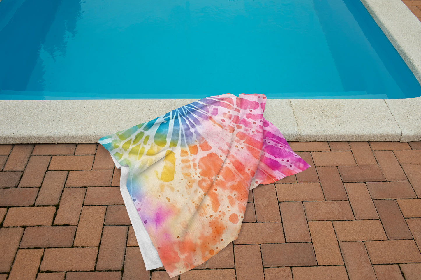 Personalized Retro Tie Dye Summer Beach Towel