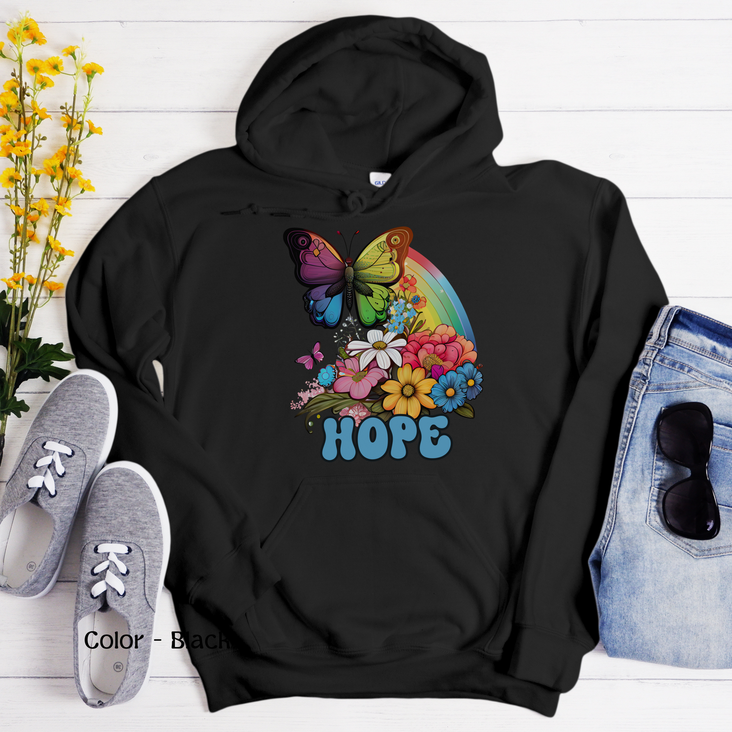 Retro Butterfly Sweatshirt Gift For Her Butterfly Hoodie Gift For Daughter Colorful Butterfly Hope Women Rainbow Sweatshirt Gift For Friend