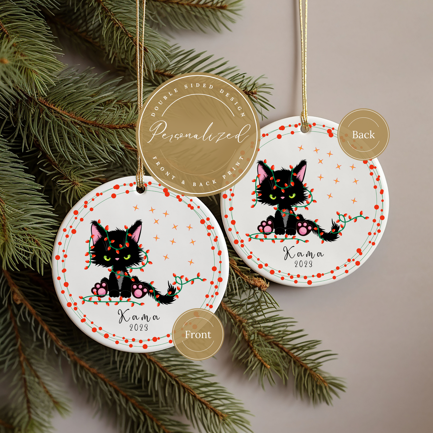 Personalized Cat Christmas Ornament