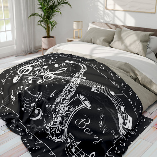 Personalized Saxophone Blanket Custom Blanket Jazz Gift