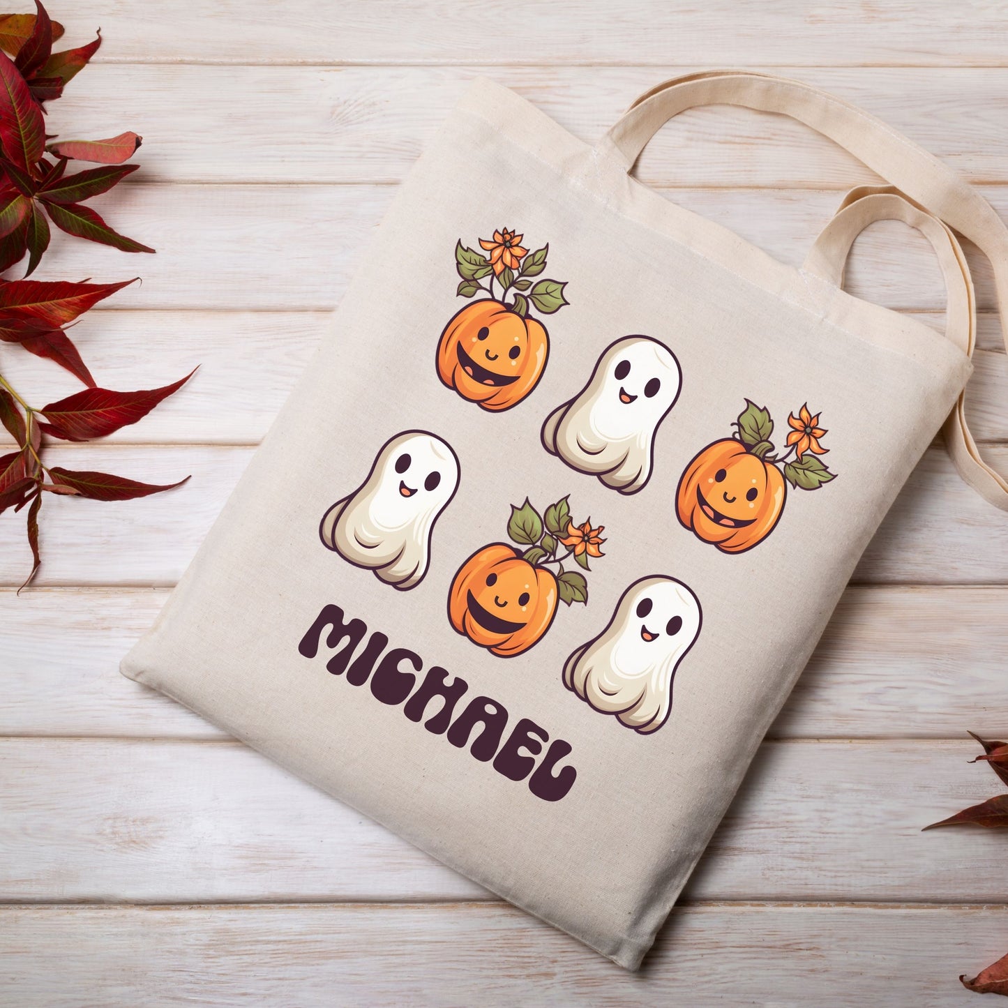 Personalized Halloween Bag Cute Ghost Trick or Treat Candy Bag