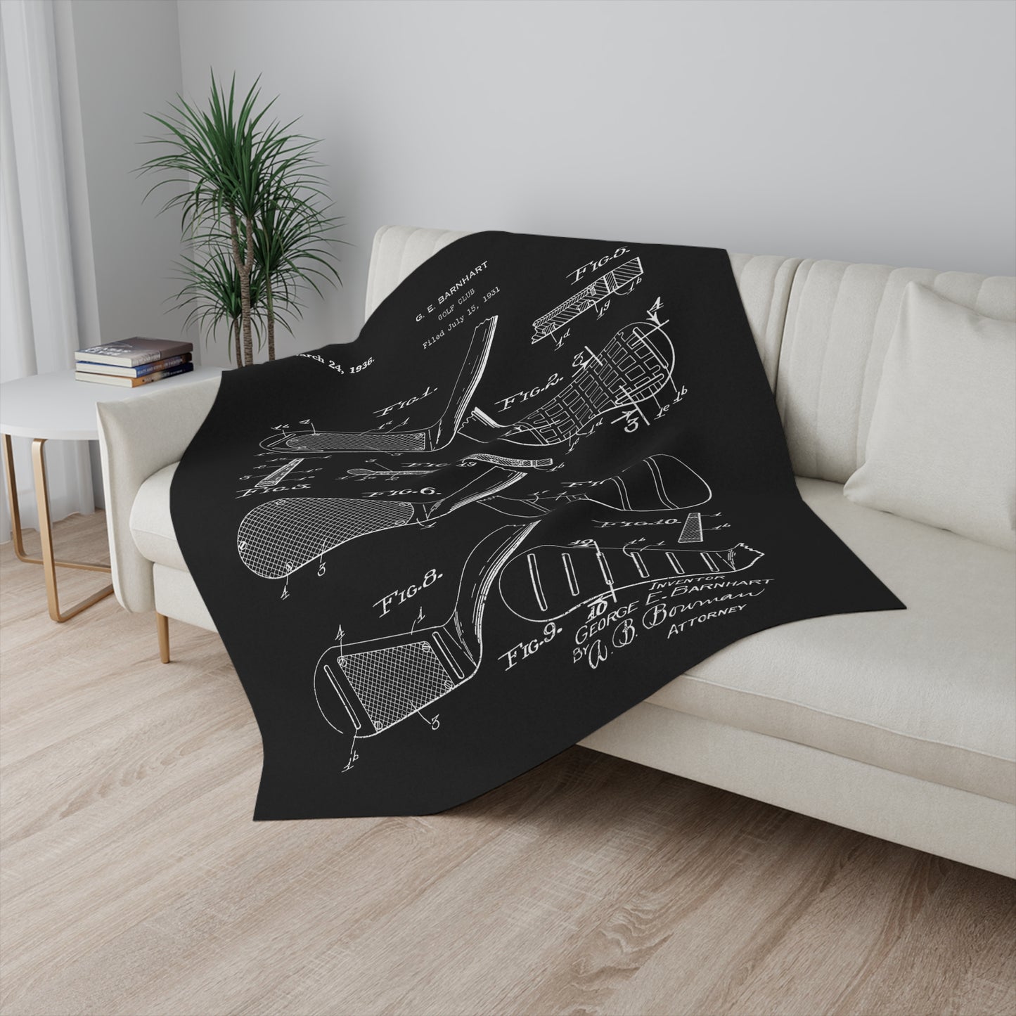 Golf Club Patent Blanket Gift for Golfer