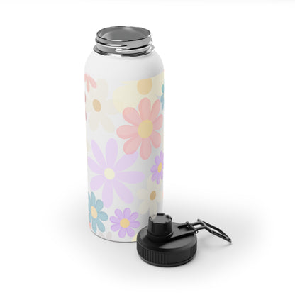 Stainless Steel Water Bottle Floral Water Bottle Gift for Her Pastel Summer Sports Bottle Travel Bottle Flowery Mom Gift Vacation Cup