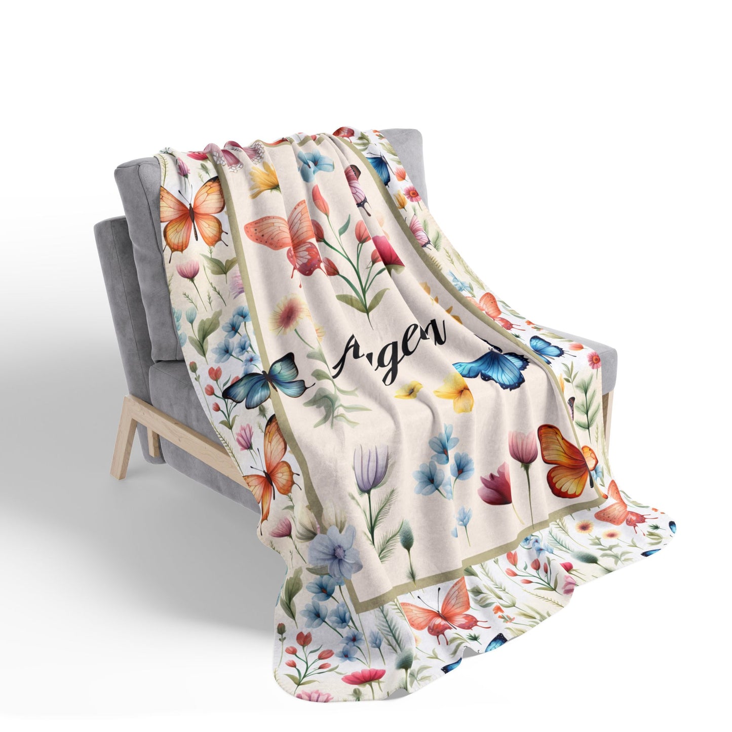 Personalized Butterfly Blanket With Name