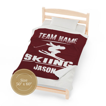 Personalized Ski Team Gift Customizable Blanket Gift For Skier