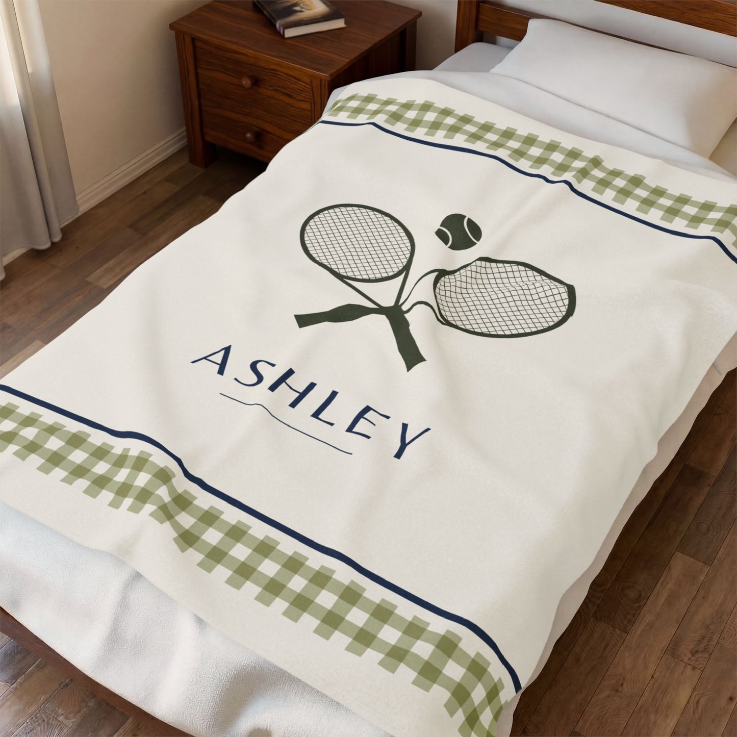 Personalized Gingham Tennis Blanket