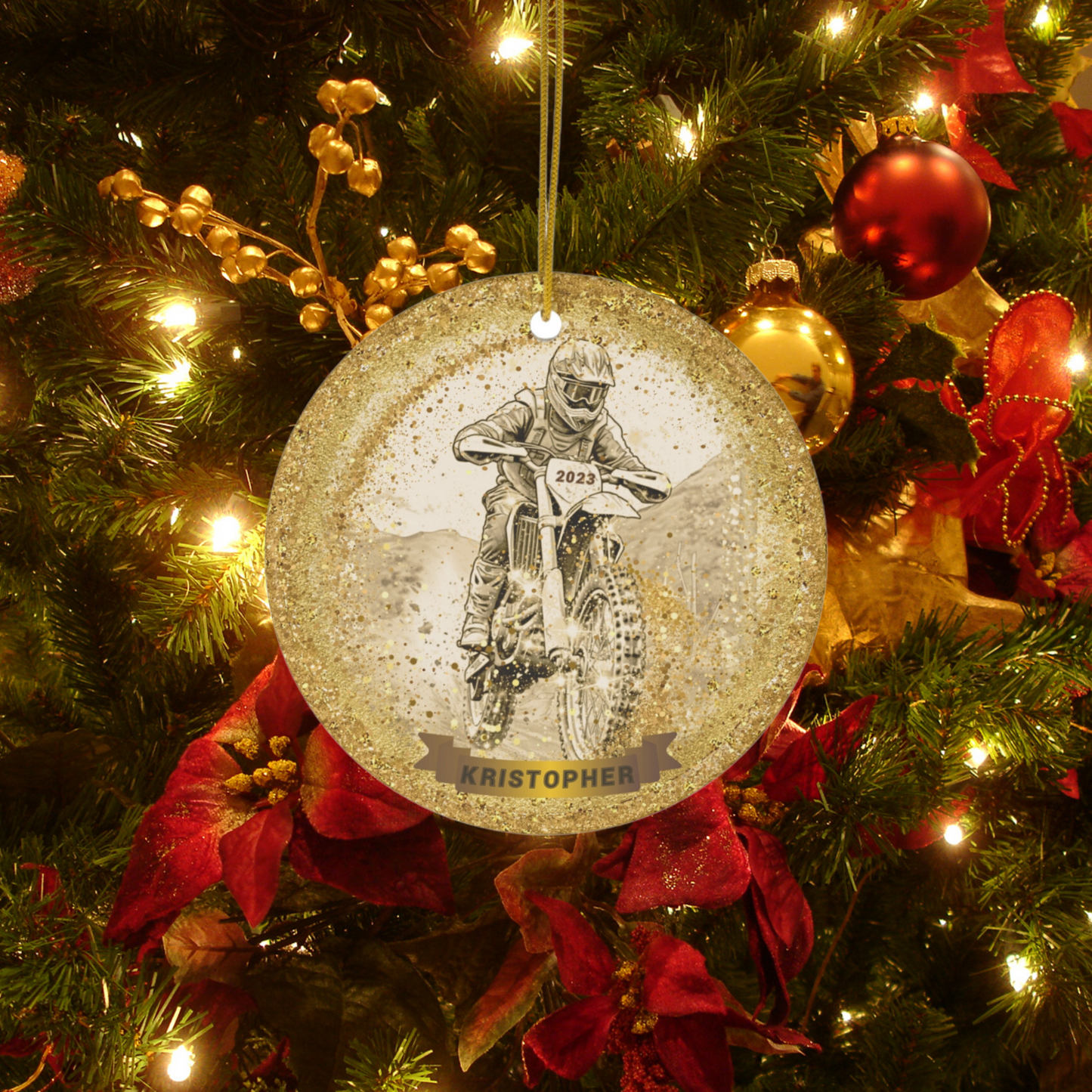 Personalized Dirtbike Christmas Ornament