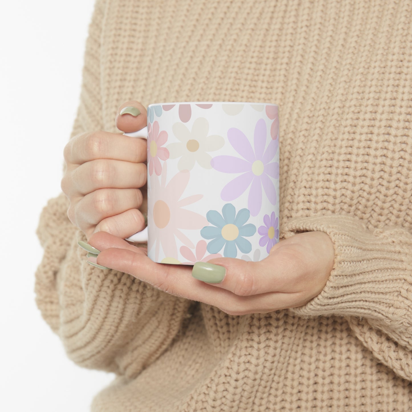 Joyful Blooms Flower Mug Floral Coffee Mug Gift for Her Pastel Mug Mimi Gift from Grandkids Grammy Gift Flowery Ceramic Mug 11oz