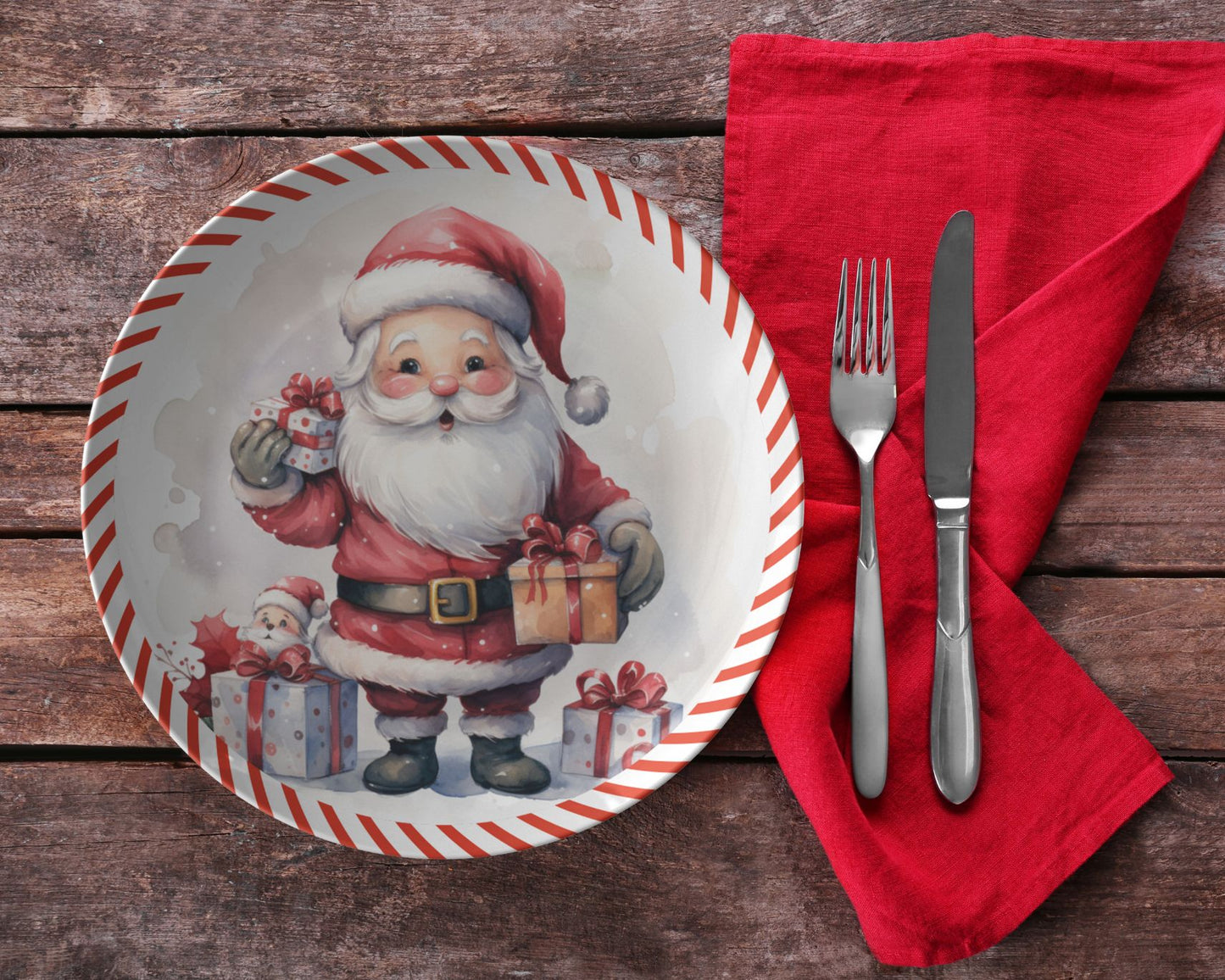 Thermosaf Polymer Plastic Santa Cookie Plate Christmas Dinner Plate