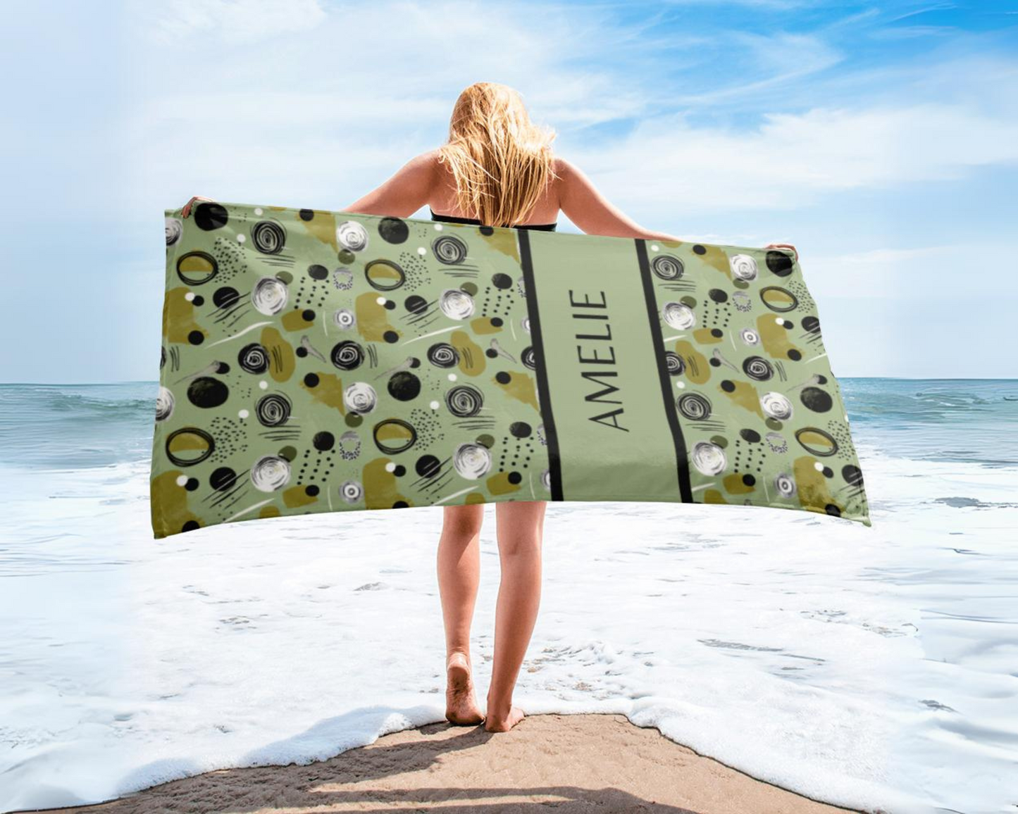 Mid Century Modern Personalized Beach Towel