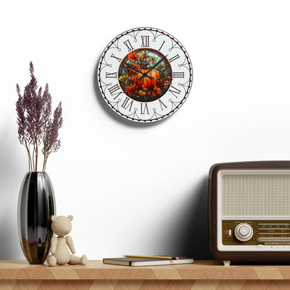 Fall Pumpkin Round Acrylic Wall Clock Rustic Fall Decor