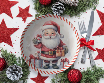 Thermosaf Polymer Plastic Santa Cookie Plate Christmas Dinner Plate