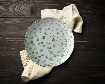 Lucky Four Leaf Clovers Plastic Plate