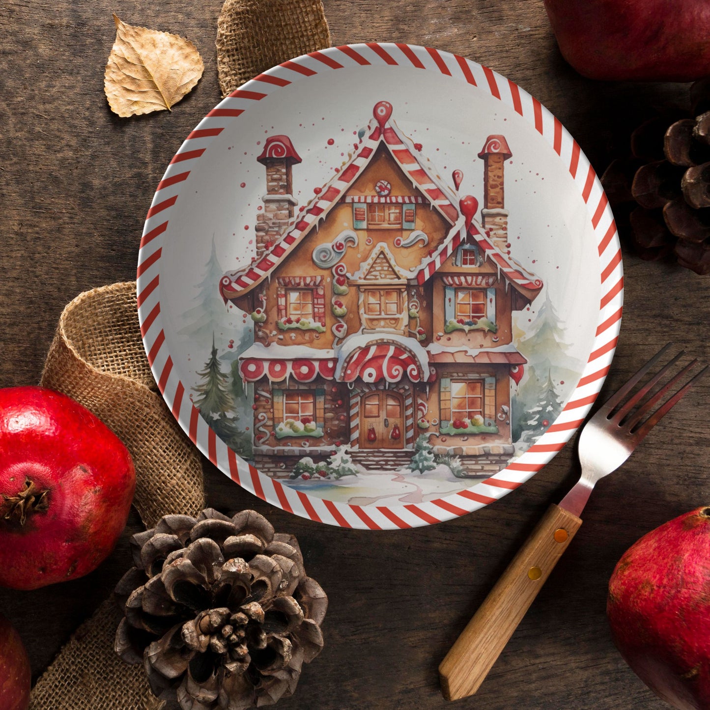 Thermosaf Polymer Plastic Gingerbread House Christmas Plate