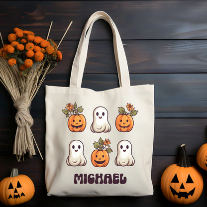 Personalized Halloween Bag Cute Ghost Trick or Treat Candy Bag