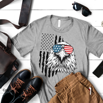 Men’s Patriotic Shirt Fourth of July TShirt Witty American Flag Shirt Patriotic Eagle With Sunglasses July 4th Gift for Him Independence Day