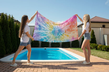 Personalized Retro Tie Dye Summer Beach Towel