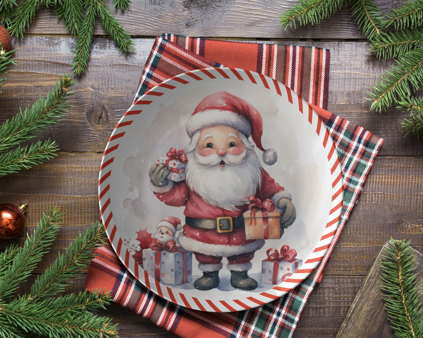 Thermosaf Polymer Plastic Santa Cookie Plate Christmas Dinner Plate