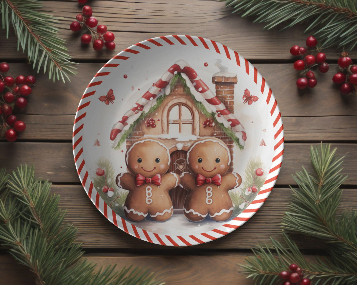 Thermosaf Polymer Plastic Gingerbread Christmas Plate