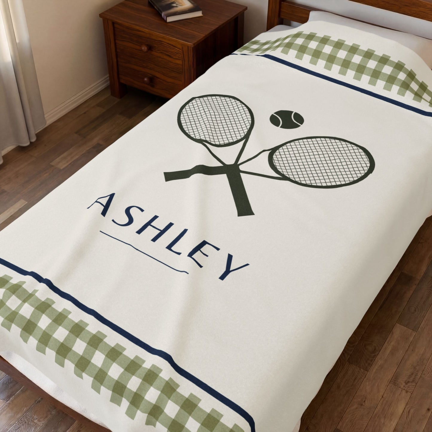 Personalized Gingham Tennis Blanket