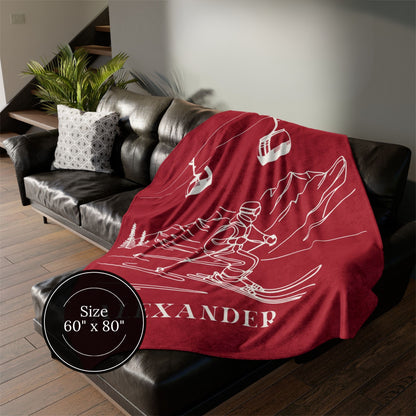 Personalized Ski Blanket Gift For Skier Customizable Ski Team Gift