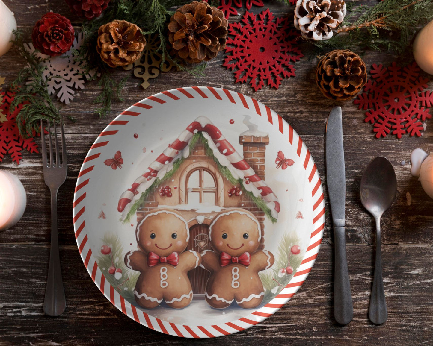 Thermosaf Polymer Plastic Gingerbread Christmas Plate