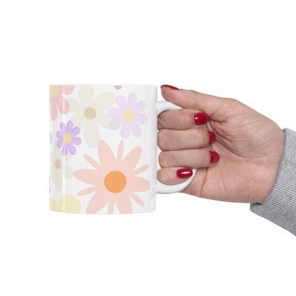 Joyful Blooms Flower Mug Floral Coffee Mug Gift for Her Pastel Mug Mimi Gift from Grandkids Grammy Gift Flowery Ceramic Mug 11oz