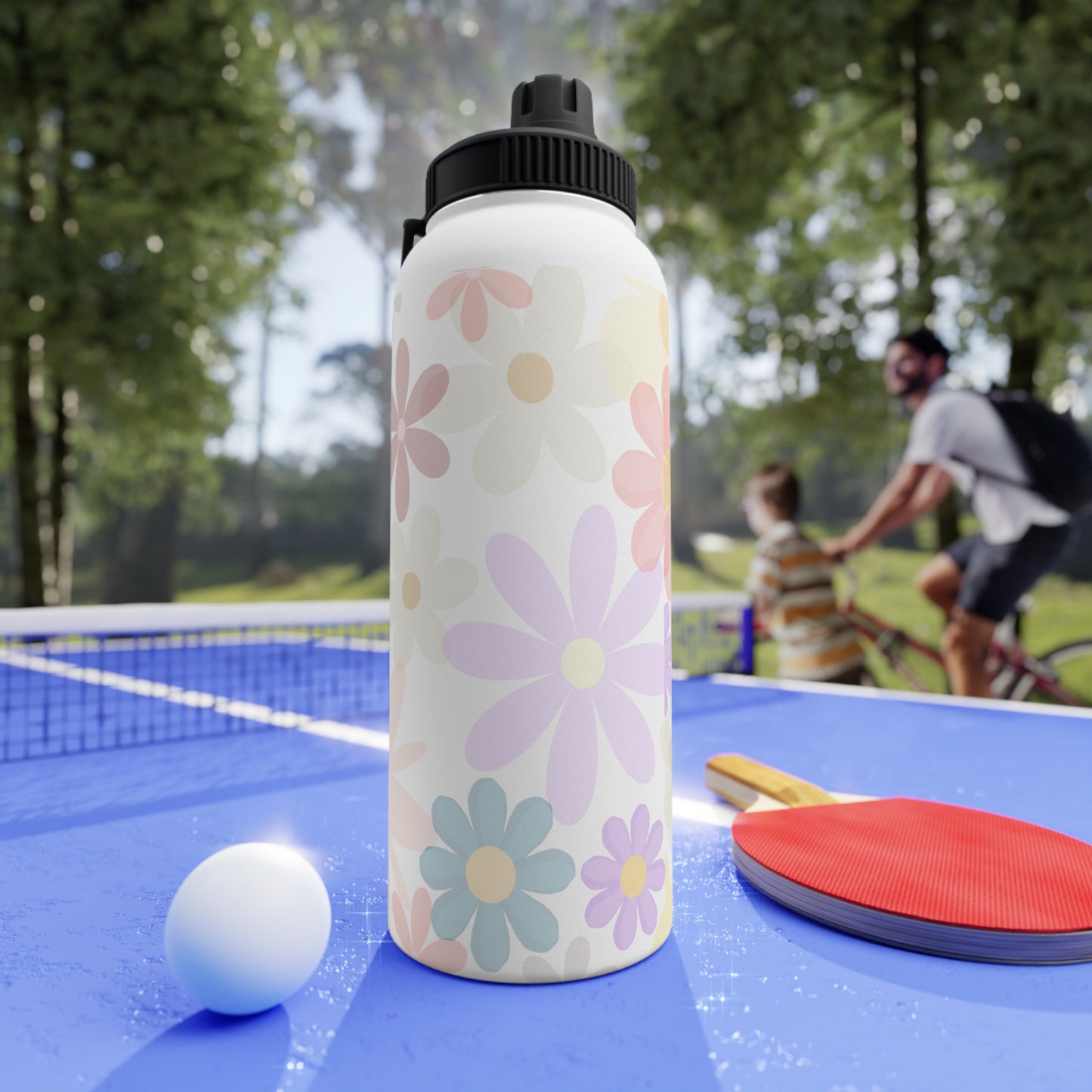 Stainless Steel Water Bottle Floral Water Bottle Gift for Her Pastel Summer Sports Bottle Travel Bottle Flowery Mom Gift Vacation Cup