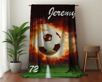 Custom Soccer Blanket Personalized Soccer Gift