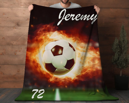 Custom Soccer Blanket Personalized Soccer Gift