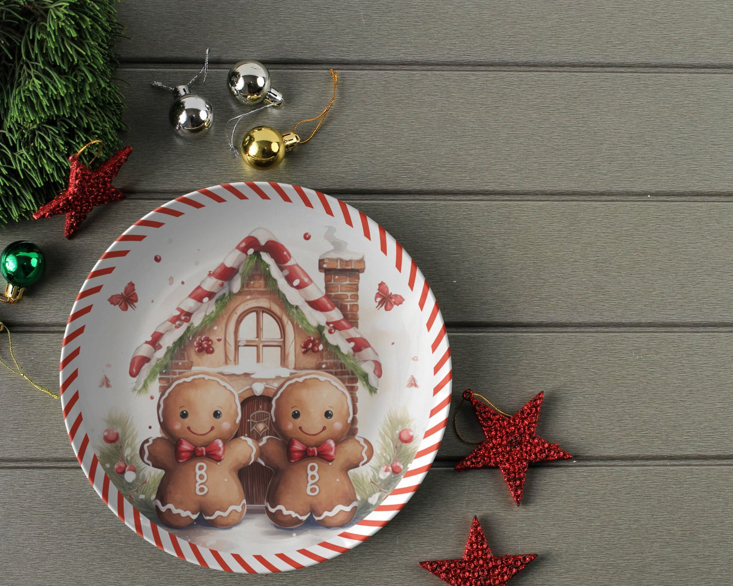 Thermosaf Polymer Plastic Gingerbread Christmas Plate