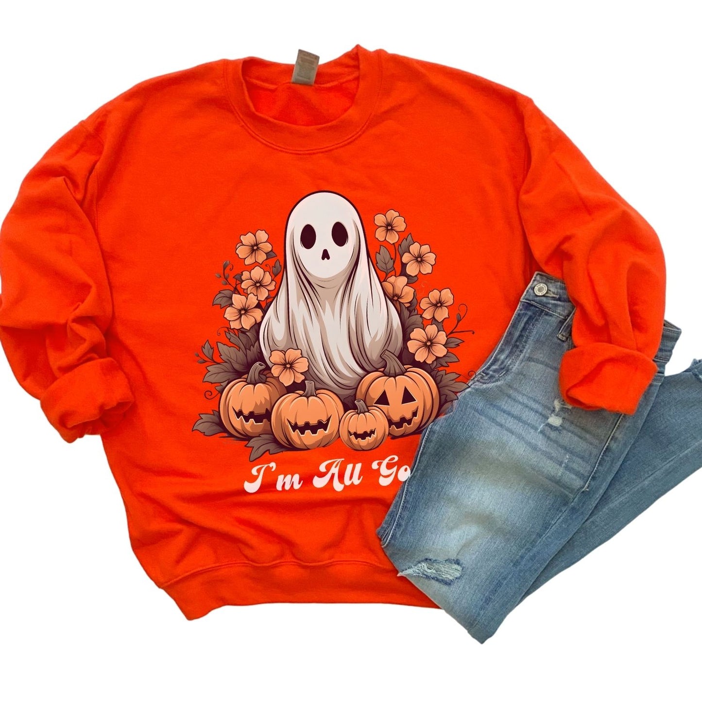 Retro Floral Ghost Sweatshirt, Retro Halloween Ghost Sweatshirt Groovy Ghost Shirt Floral Halloween Shirt Cute Ghost Spooky Season Shirt