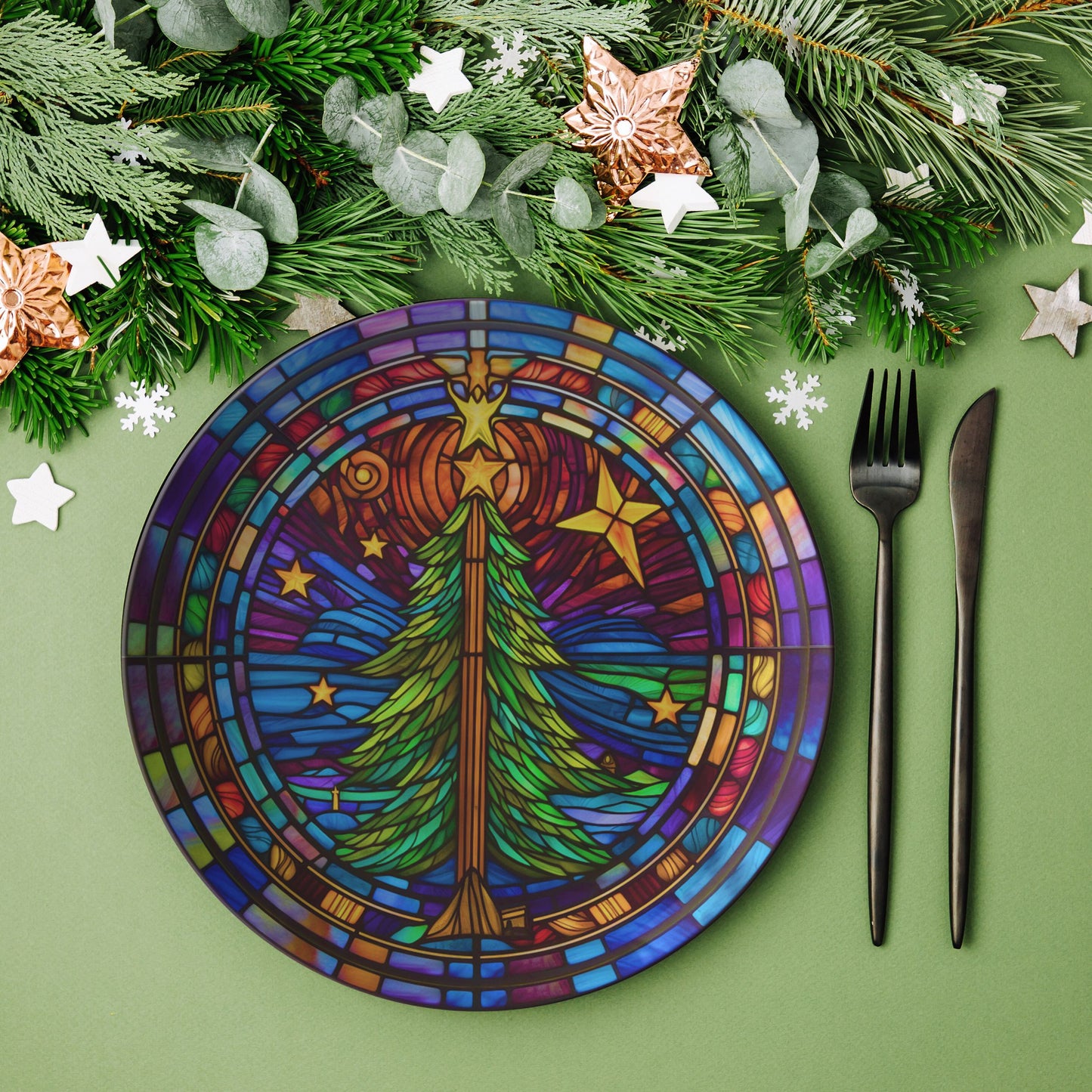 Thermosaf Polymer Plastic Christmas Tree Plate Christmas Dinner Plate