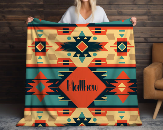 Personalized Aztec Blanket Customized Western Blanket