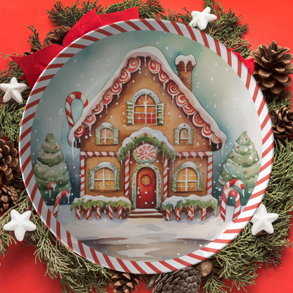 Gingerbread House Thermosaf Polymer Plastic Christmas Plate