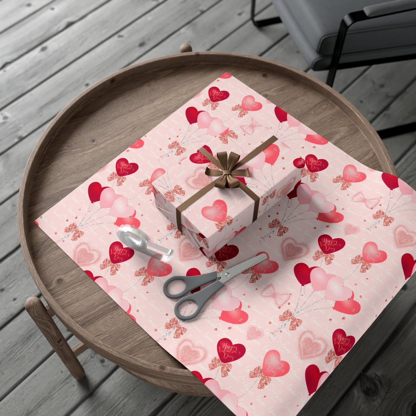 Red and Pink Heart Balloons Valentines Day Wrapping Paper