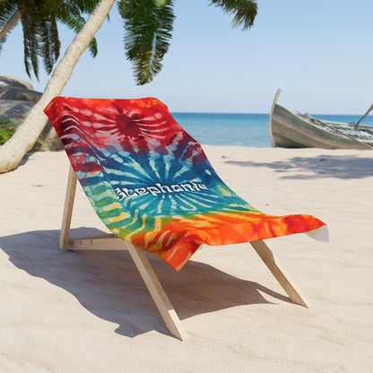 Personalized Retro Tie Dye Beach Towel